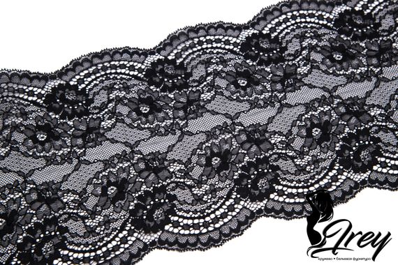 291 Кружево эластичное 19 см, Италия, черный