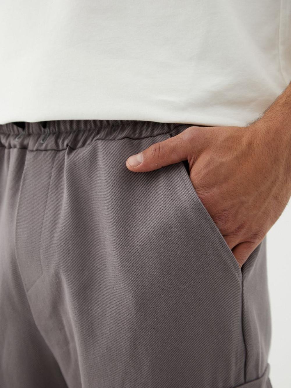 Джоггеры карго хлопковые. Серые