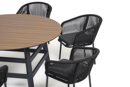 "Рио" обеденная группа на 6 персон, стол HPL "дуб", цвет темно-серый