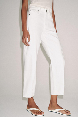 ZARA ДЖИНСЫ ZW COLLECTION ANKLE RELAXED СО СРЕДНЕЙ ПОСАДКОЙ, БЕЛЫЙ