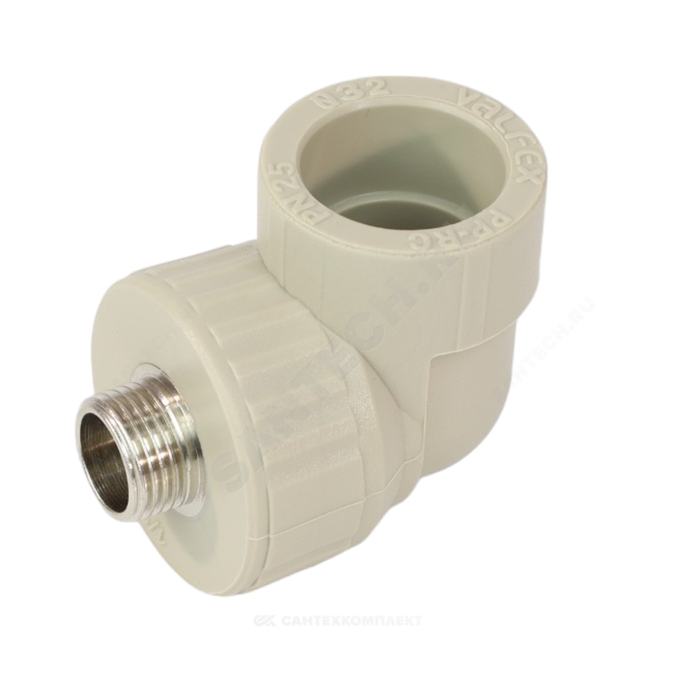 Угольник PP-R комбинированный серый Дн 32х3/4" НР VALFEX 10126132Г