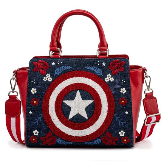 Сумка Loungefly Marvel Captain America 80th Anniversary Floral Sheild Crossbody Bag MVTB0136