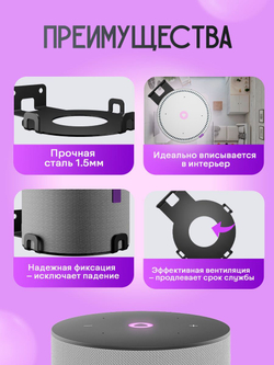 Держатель, кронштейн настенный для умной колонки Яндекс станция Мини, Мини Про, подставка для Алисы