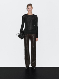 Massimo Dutti Брюки из кожи наппа, коричневый