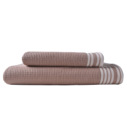 Элитное полотенце вафельное Tosya коричневое с кремовым от Hamam Турция