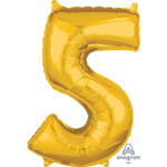 Шар фольгированный Цифра 5 66 см (Золотой)