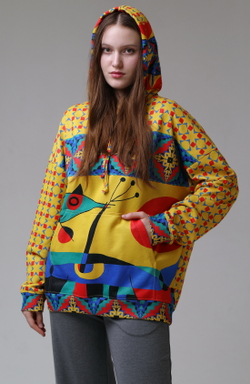 Худи «Миро жёлтый», по мотивам литографии, созданной на камне каталонским художником сюрреалистом Жоаном Миро