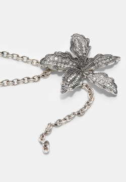 STRADIVARIUS Ожерелье цветок со стразами, серый