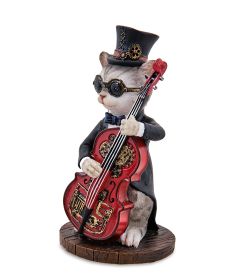 Veronese WS-1240/ 3 Статуэтка в стиле Стимпанк «Мистер Кот с контрабасом»