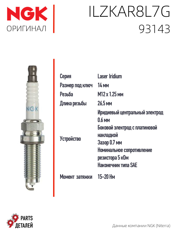 NGK ILZKAR8L7G 93143 Иридиевые свечи зажигания, 4 шт.