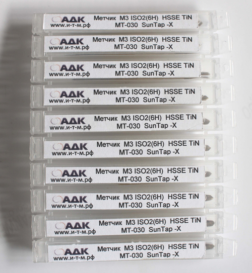 Метчик  M3 DIN371 ISO2(6H)  HSSE TiN MT-030  SunTap -X