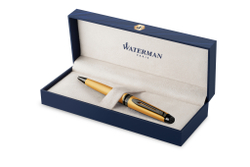 Шариковая ручка Waterman Expert Gold, цвет чернил Mblue,  в подарочной упаковке
