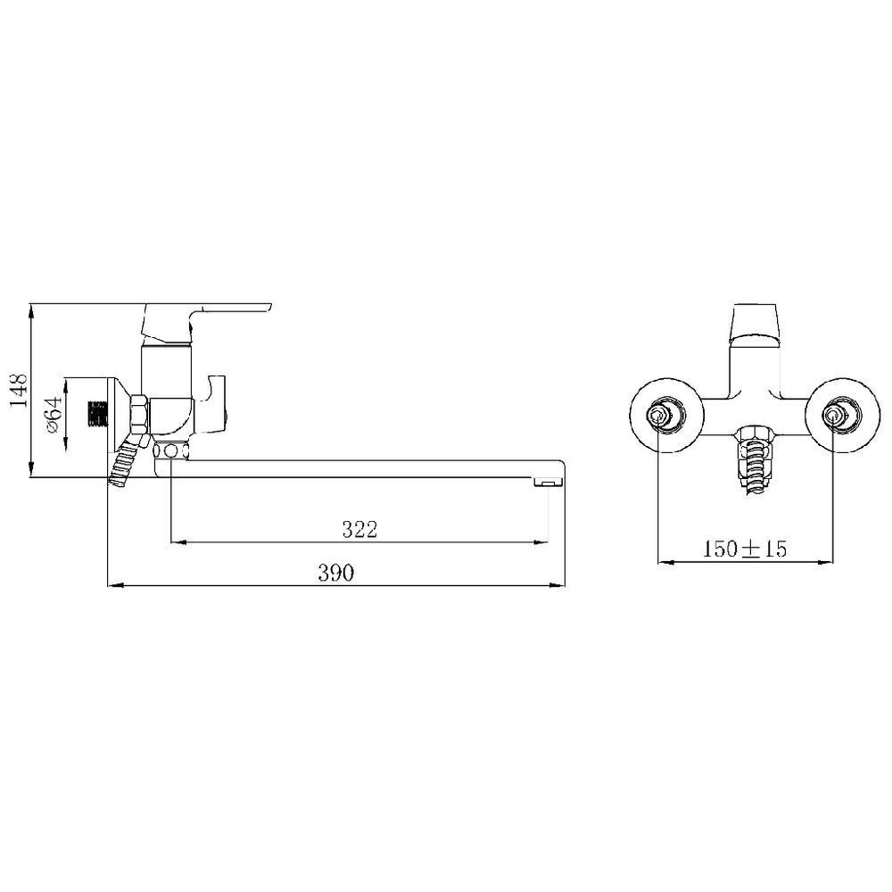 Смеситель для ванны, РМС, с картриджем, бел, SL123W-006E