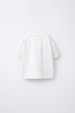 ZARA ФУТБОЛКА С ПРИНТОМ, БЕЛЫЙ
