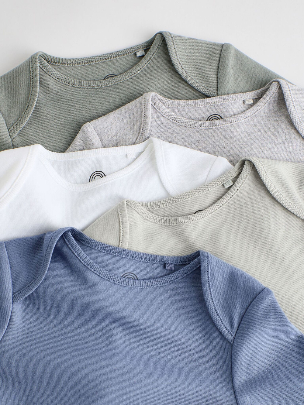 Боди с длинным рукавом для малышей Next K79-684, 5 шт., Синий, Хаки, Серый