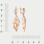 Длинные серьги золотые с фианитами из розового золота 585 пробы для женщин (арт. 40235100)