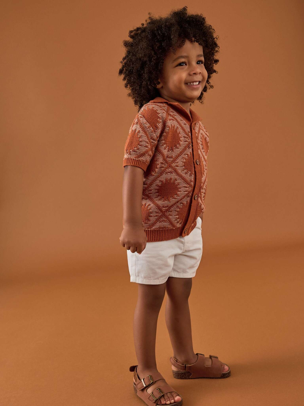 Кардиган с коротким рукавом для мальчика Next AA9-501, Кирпичный