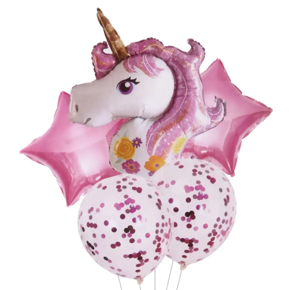Воздушные шары 5 шт. «Милый Единорожек» (10045см - Единорог, 45см,12»/24см)
