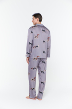 Шелковый мужской костюм с борзыми серебро 50 -52 L