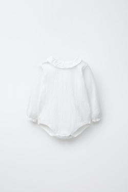 ZARA БОДИ С ТЕКСТУРНЫМ УЗОРОМ, ЖЕЛТОВАТО-БЕЛЫЙ