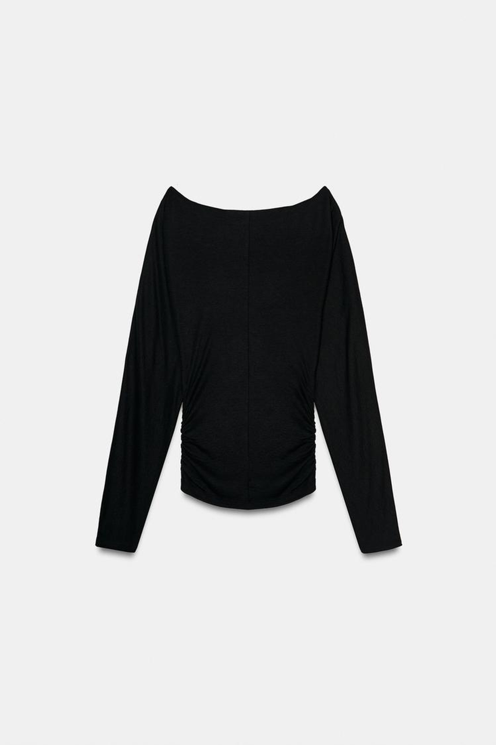 ZARA ФУТБОЛКА С ДЛИННЫМИ РУКАВАМИ И ЗАКЛЕПКАМИ, ЧЕРНЫЙ