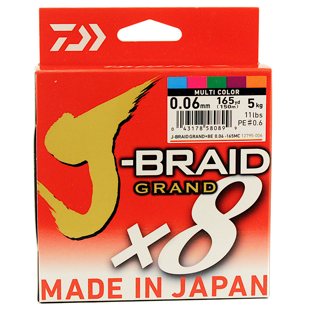 Шнур Daiwa J-Braid Grand X8 150м 0.06мм 5.0кг Multicollor 1шт 11lb 12795-006 / 0069583