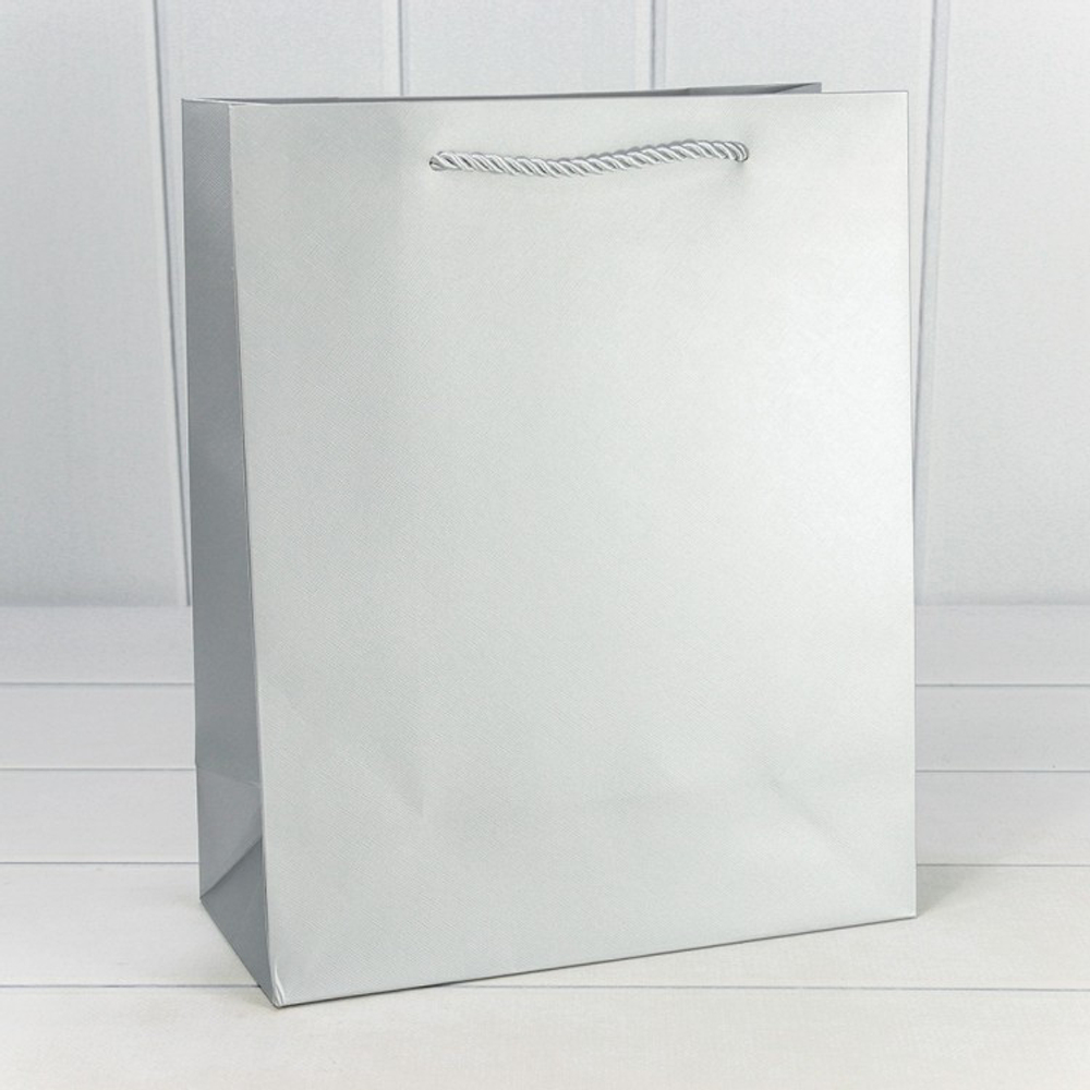 Пакет подарочный 18х23х10см "Фактура" (Серебряный)