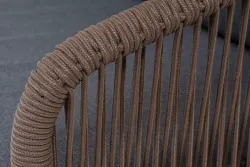 "Канны" диван 3-местный плетеный из роупа, основание дуб, роуп коричневый круглый, ткань темно-серая 027