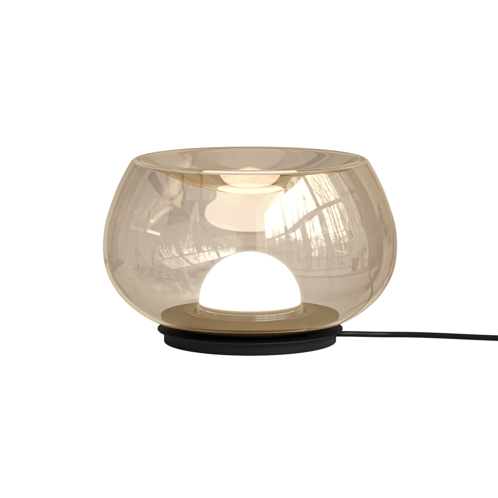 Настольная лампа FLOA, 12 Вт, 3000К, ?220 мм, металл, стекло, черный, янтарный