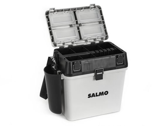 Ящик рыболовный зимний Salmo 2-х ярус.(из 5-ти частей) пласт. 39.5x24.5x38см сер.