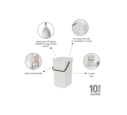 Brabantia Контейнер для мусора Sort & Go 16л Светло-серый