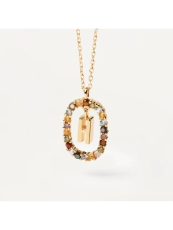 Колье Буква H серебро 925 пробы покрытое золотом