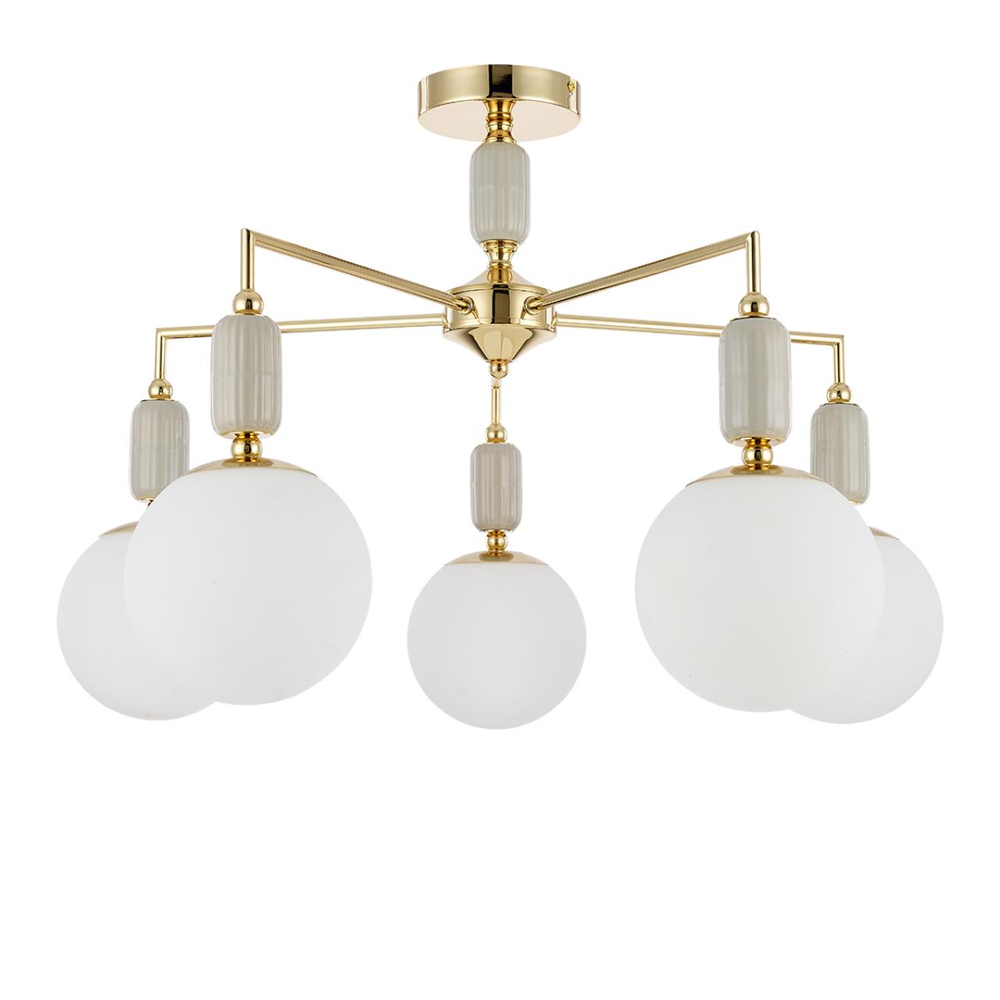 6580/5C CLASSI LN26 36 французское золото, серый/белый металл, керамика/стекло Люстра потолочная E14 5*40W 220V VIVIEN