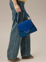 Кожаная сумка Azaro 30838 синяя гуашь