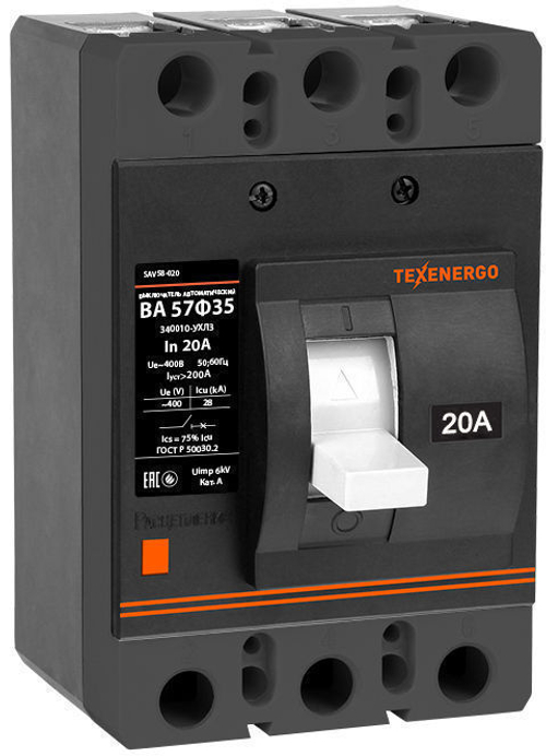 Автоматический выключатель ВА 57Ф35 340010-УХЛ3 20А Texenergo