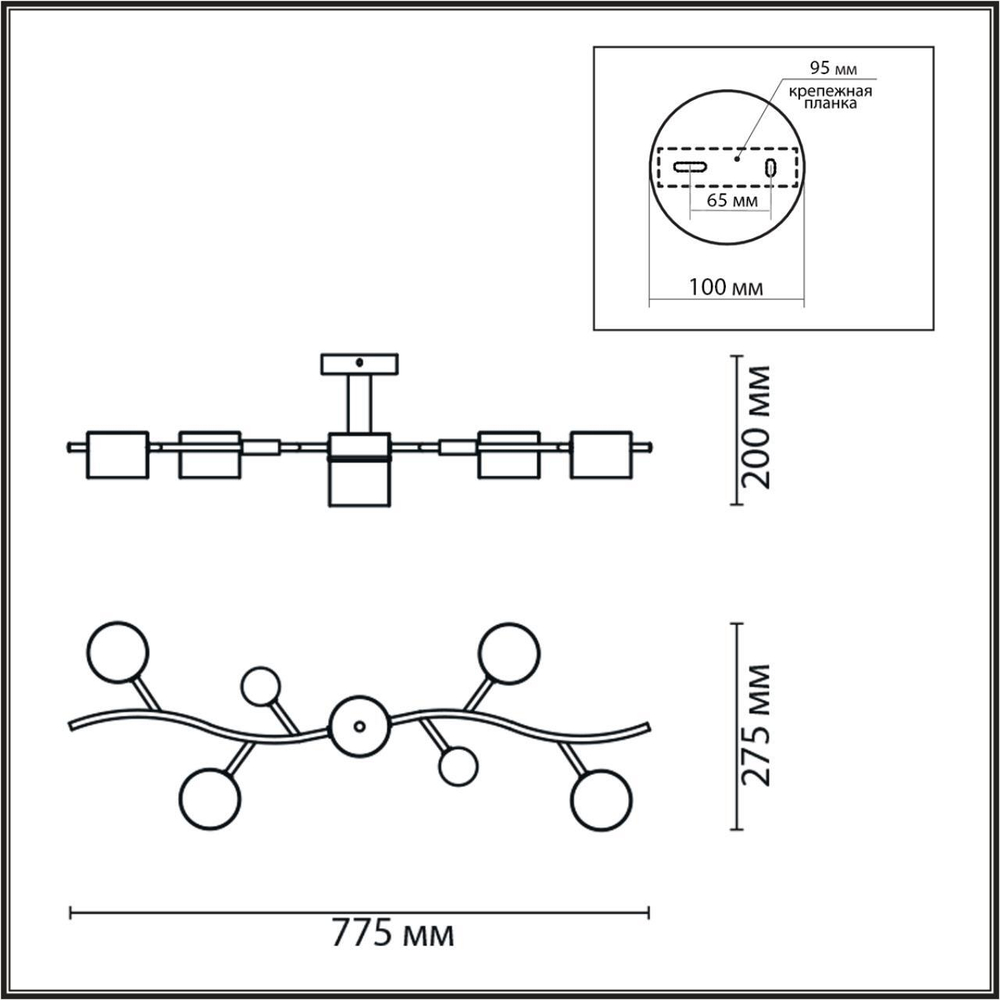 8194/5C COMFI LN25 261 черный, металл/дерево/пластик Потолочный светильник LED GX53 5*9W 220V CRYPTO