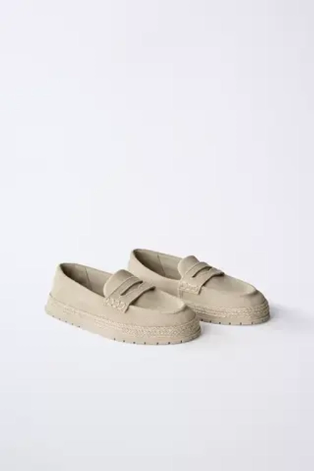 ZARA ЗАМШЕВЫЕ ЛОФЕРЫ В СПОРТИВНОМ СТИЛЕ, ПЕСОЧНО-КОРИЧНЕВЫЙ