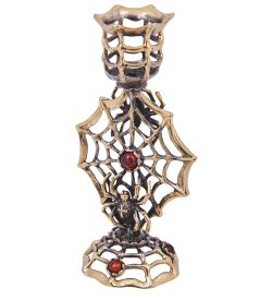 Народные промыслы AM-4191 Подсвечник «Паутина» (латунь, янтарь)