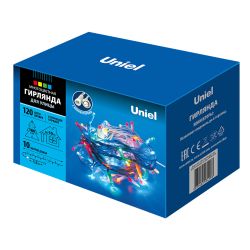 ULD-S1000-120-SWK MULTI IP67 Гирлянда светодиодная со статическим свечением. 10м. Соединяемая.120 светодиодов. Разноцветный свет. Провод белый. ТМ Uniel