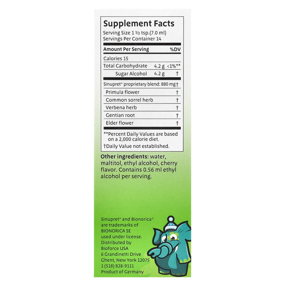 Bionorica, Sinupret®, сироп для детей, 100 мл (3,38 жидк. унции)