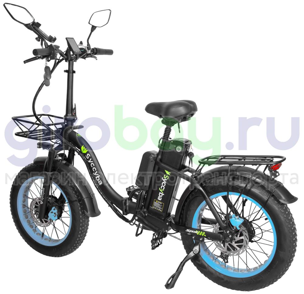 Электровелосипед Syccyba F11 Pro Dual 48V/20Ah (полный привод) - Синий обод фото №7