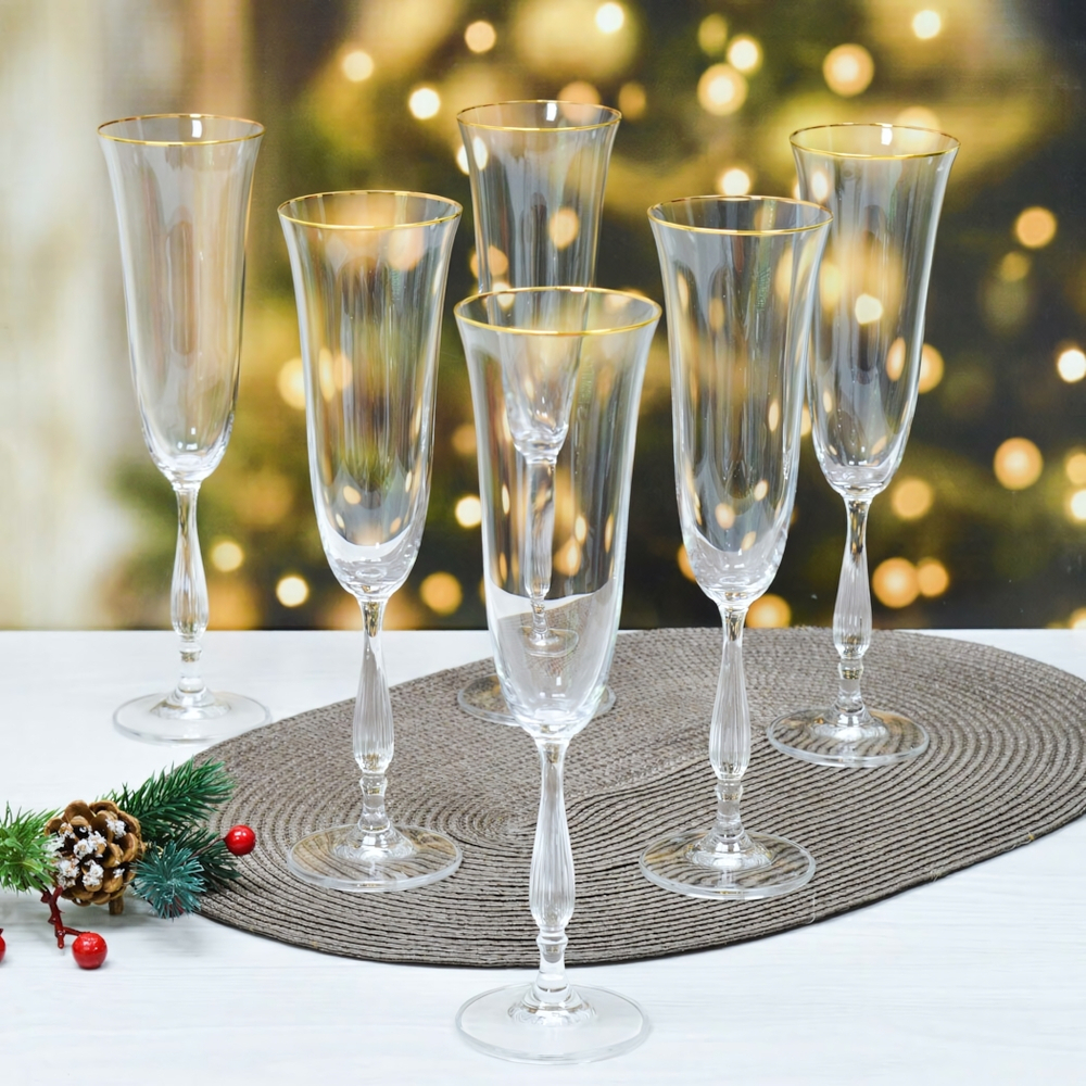 Набор фужеров для шампанского "Fregata" 6шт 190мл, отводка золотом