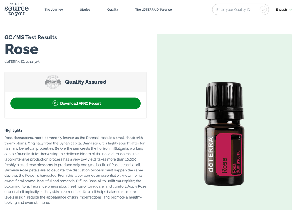Эфирное масло doTERRA Роза, Rose, Rosa damascena, 5 мл