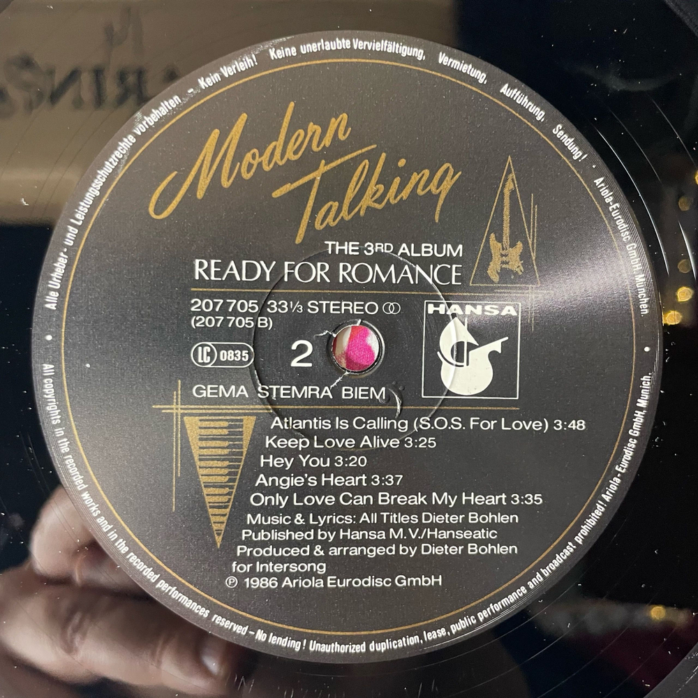 Винтажная виниловая пластинка LP Modern Talking Ready For Romance (The 3rd Album) (Германия 1986) Brother Louie