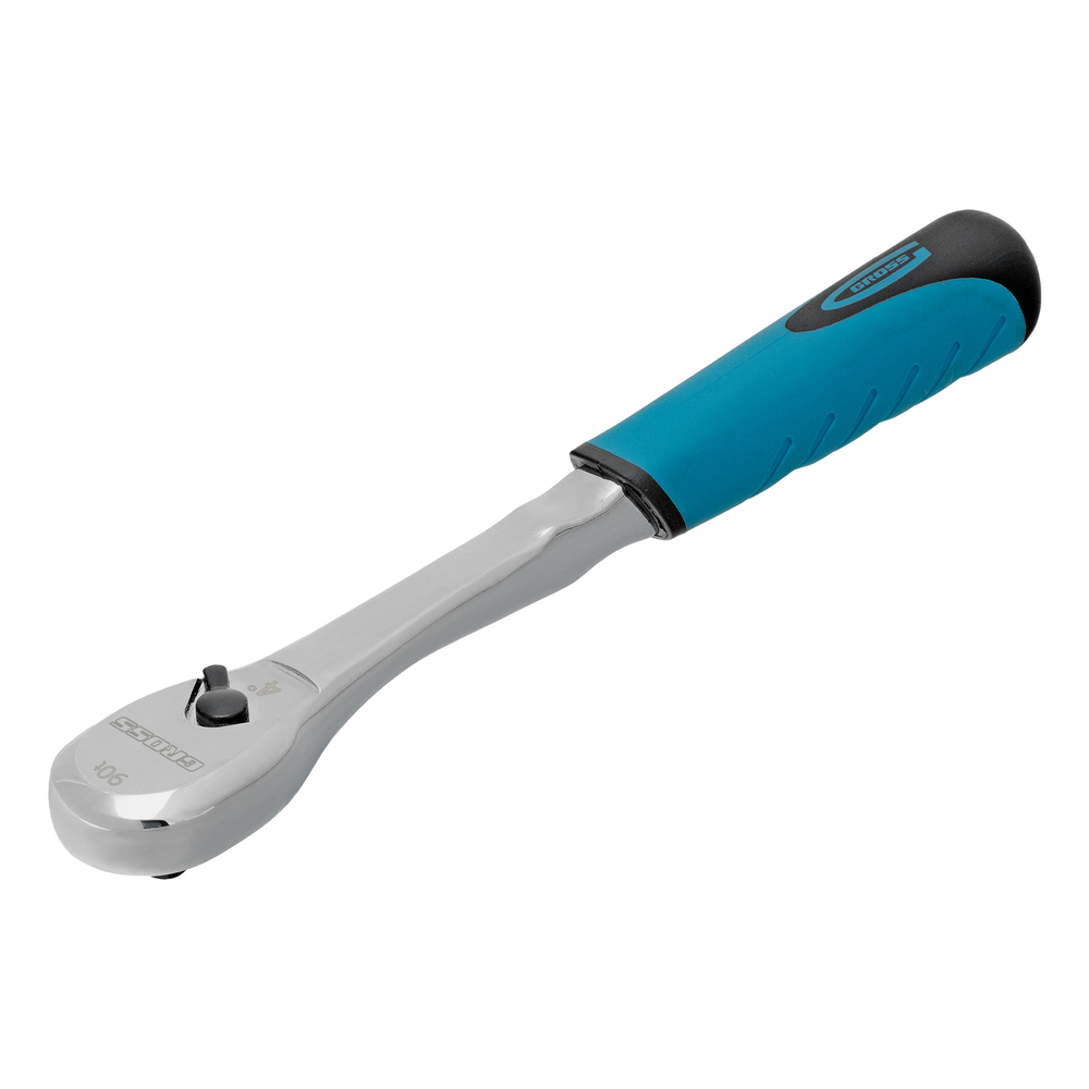 Ключ-трещотка 1/4", CrV, 90 зубьев, усиленный, хром Gross