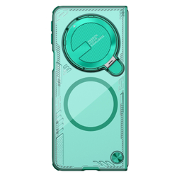 Чехол прозрачный зеленого цвета от Nillkin с металлической крышкой и поддержкой беспроводной зарядки MagSafe на OPPO Find N5, серия Iceblade Fold Magnetic