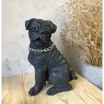 Копилка из гипса «Мопс сидячий с цепью» 30 см черный