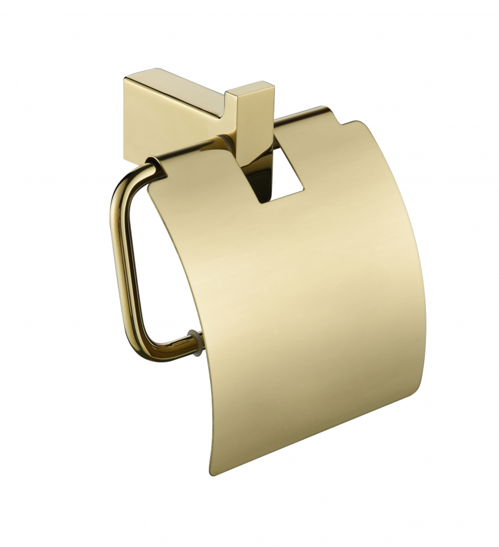 Настенный бумагодержатель с крышкой Grocenberg AC0029 (Золото глянец)