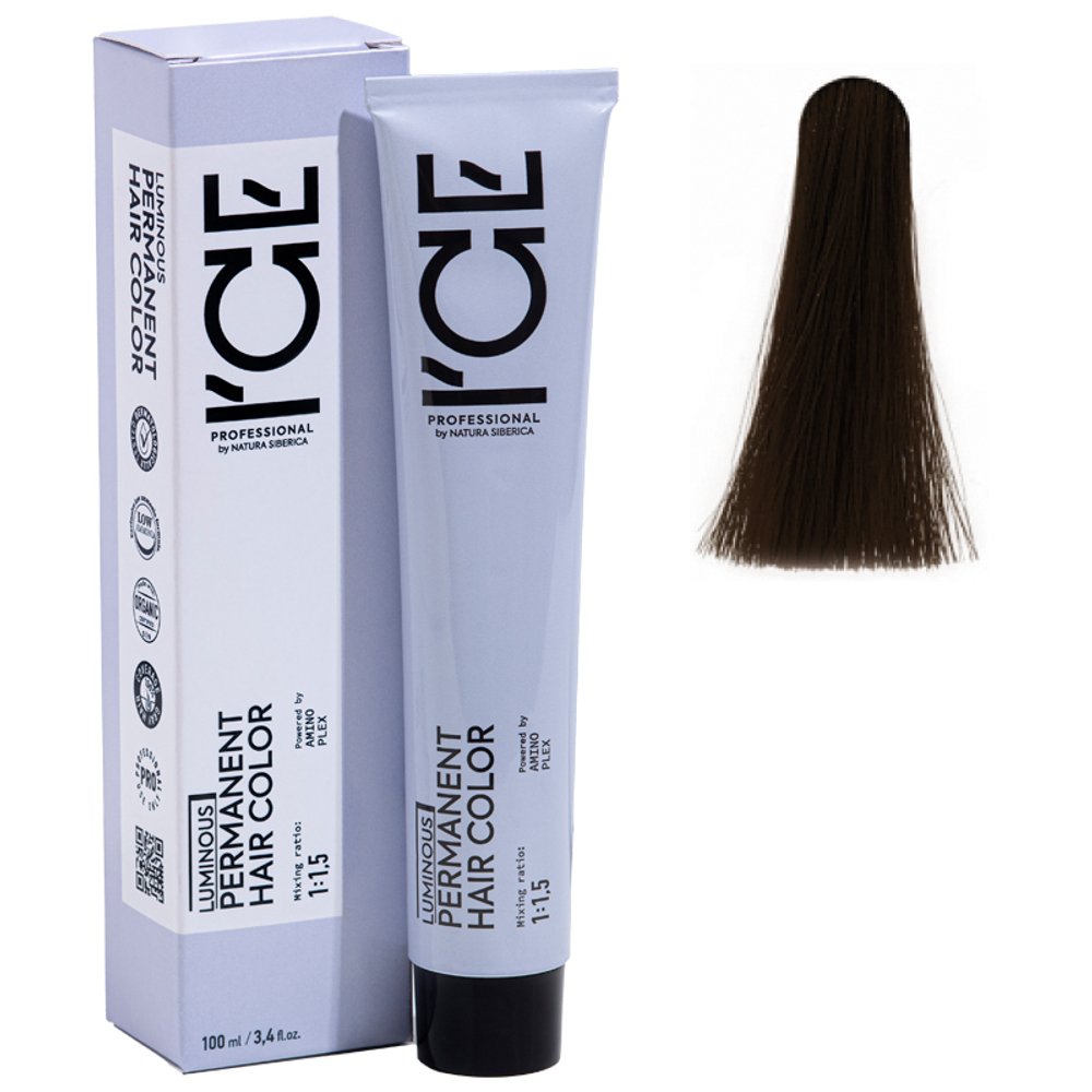 5.77 крем-краска ICE Permanent светло-каштановый шоколадный интенсивный - 100 мл.