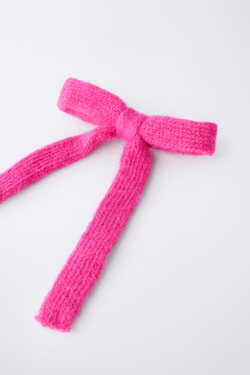 ZARA ВЯЗАНАЯ ЗАКОЛКА ДЛЯ ВОЛОС С БАНТОМ, ЦВЕТ ФУКСИИ